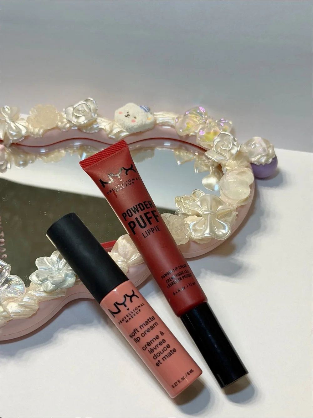 Like New NYX Pink Soft Matte Lip Cream & Red Powder Puff Lippie Duo